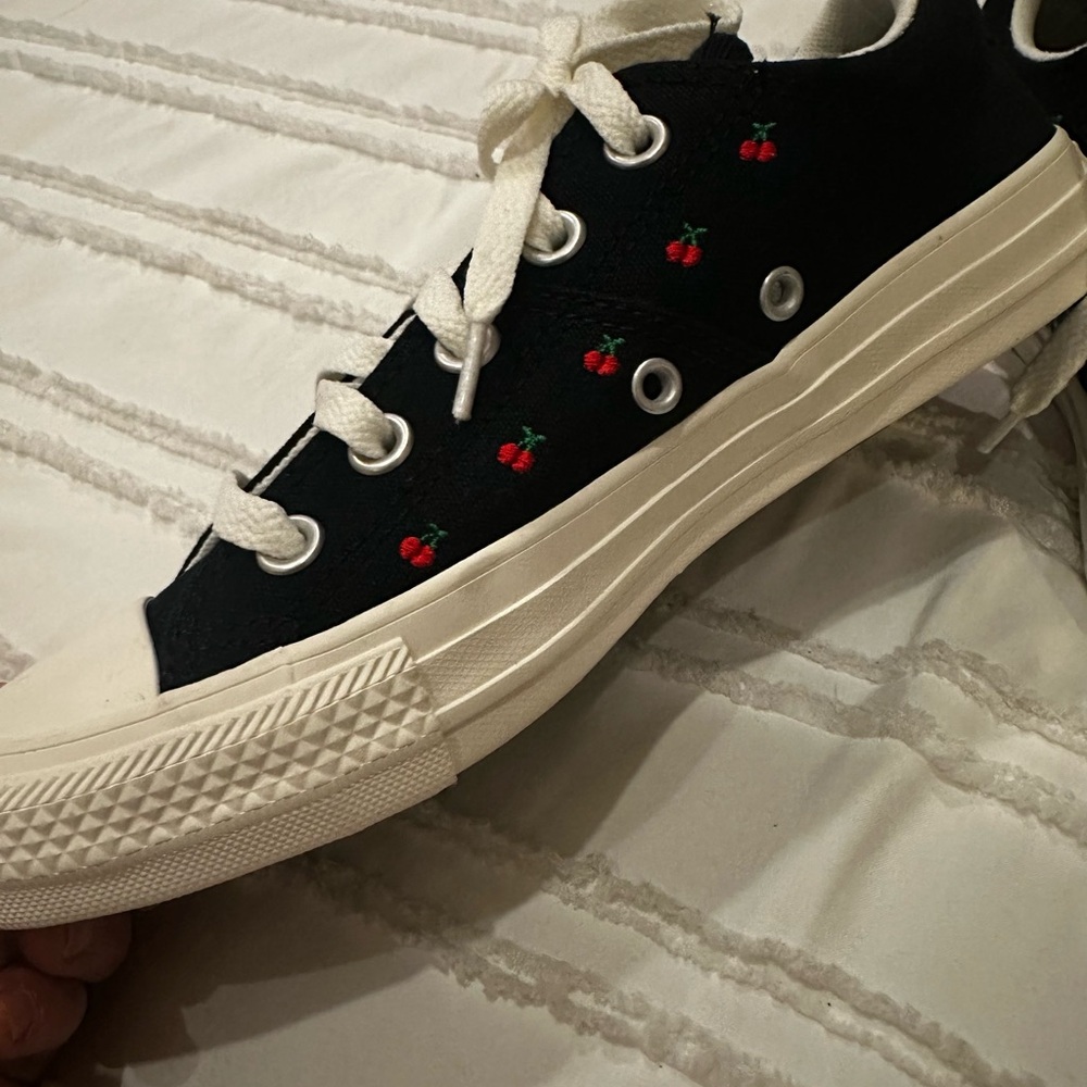 Converse All Stars Black Sneakers with Red Cherry Accents - Picture 4 of 7